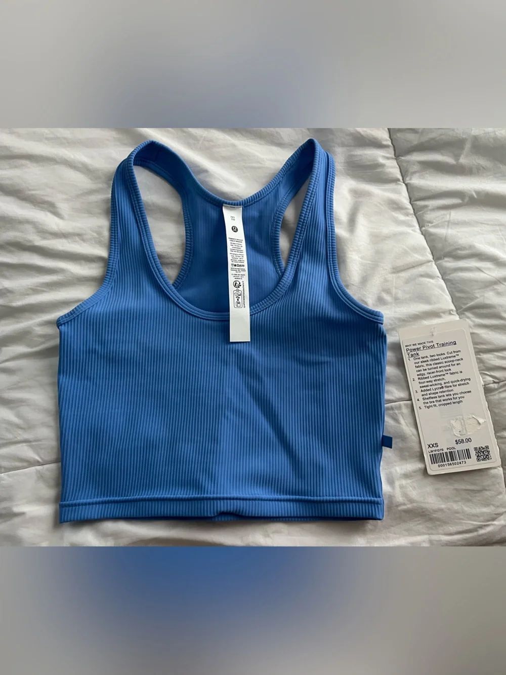 lululemon athletica Ribbed Racerback Crop Tank - Pool Blue